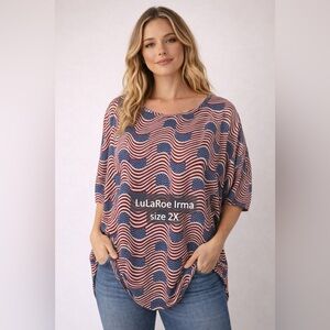 LuLaRoe Irma American Flag theme Print Oversized Tunic Top – Size 2XL – NWT